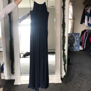 Floor length flowy dress.